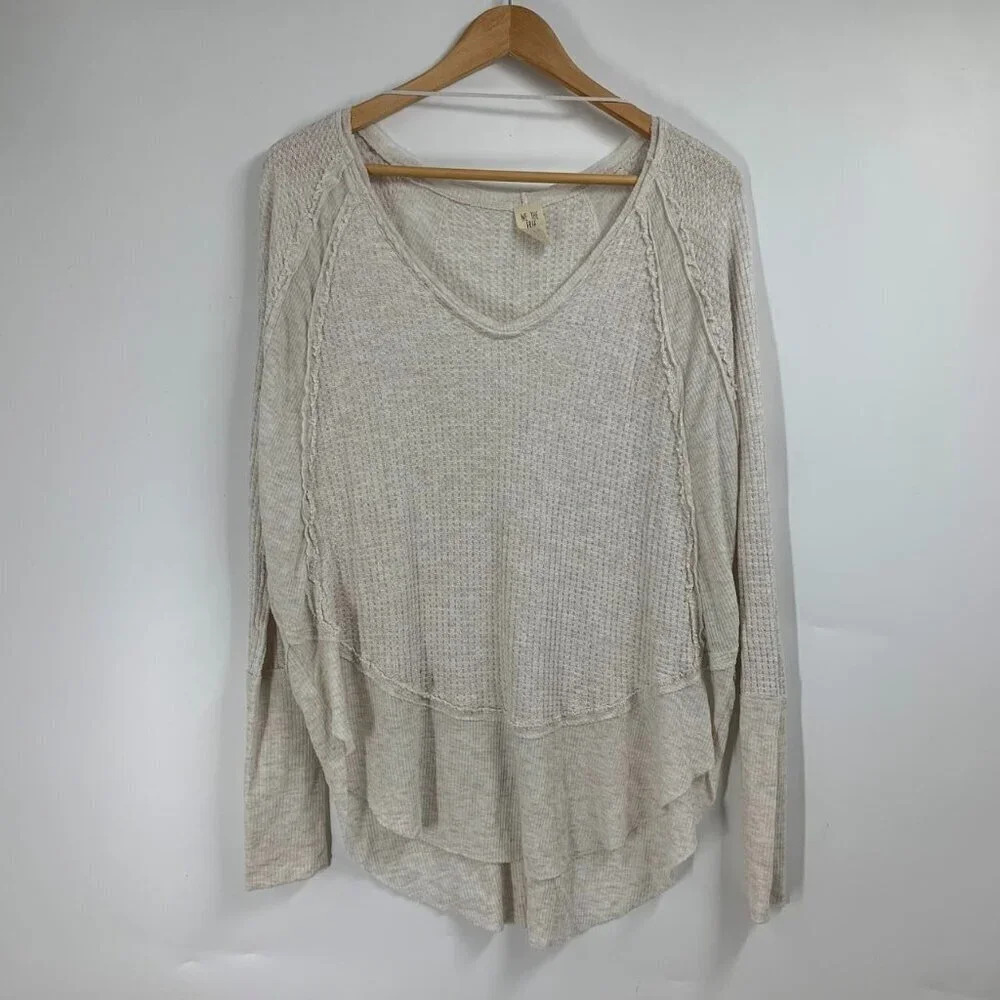 We The Free Free People Women's Catalina Ribbed Unfinished Trim Thermal Top SZ S